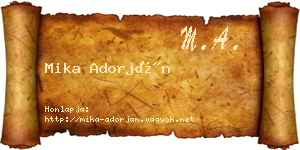 Mika Adorján névjegykártya